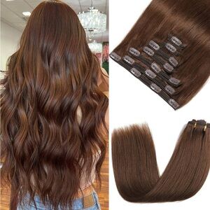 16” Brown Clip-In Hair Extensions 100% Human Hair Full set 
5 pcs